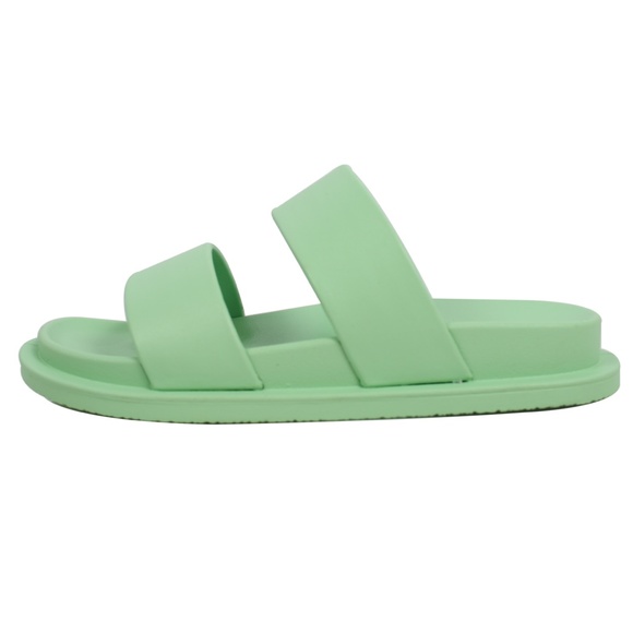 Green Comfort Slides Double Strap EVA flat Sandals - Picture 4 of 5